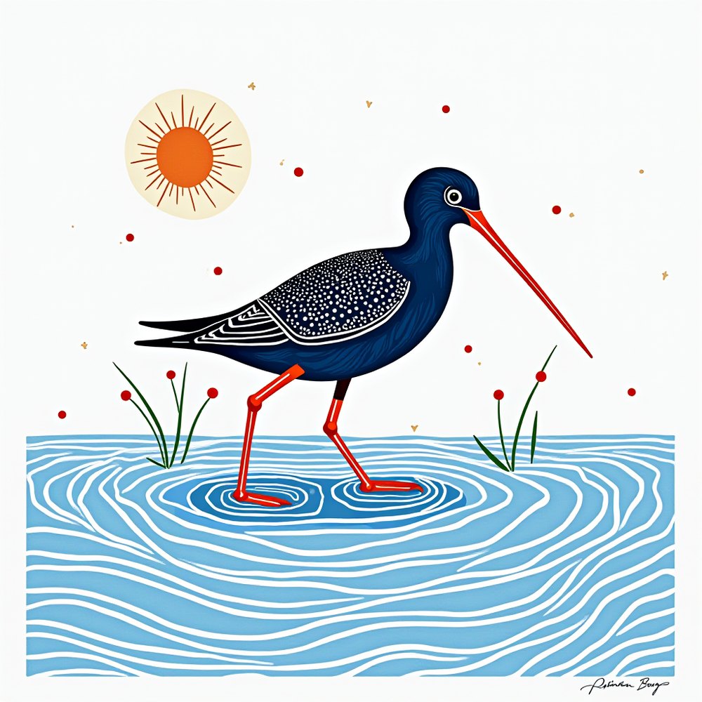 Indian Skimmer, Madhubani folk-art render by Forge